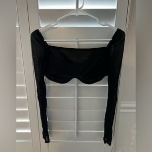 Mesh Sleeved Crop Top